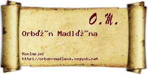 Orbán Madléna névjegykártya